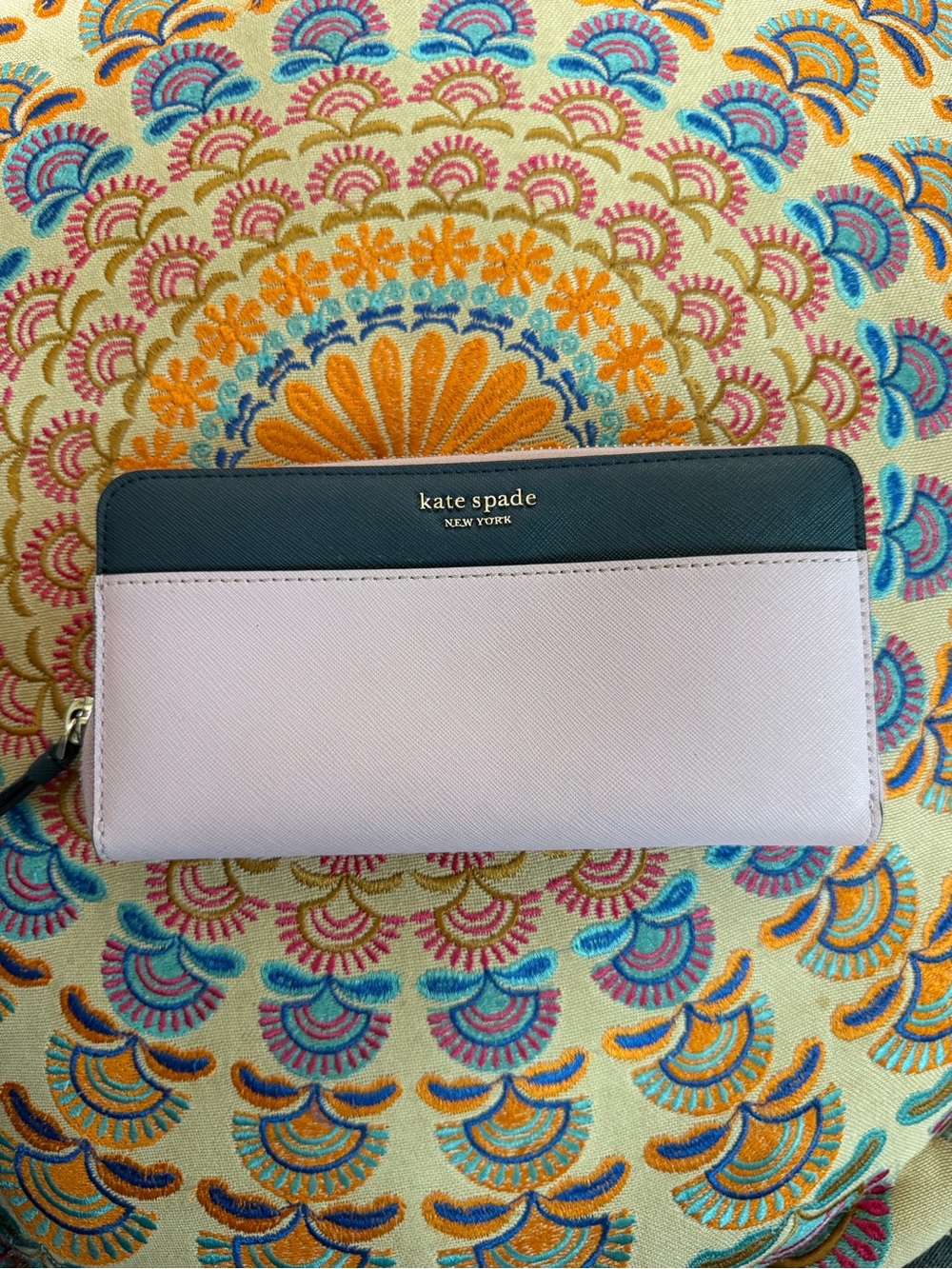 Kate Spade Zipper Wallet Lavender with Navy Blue